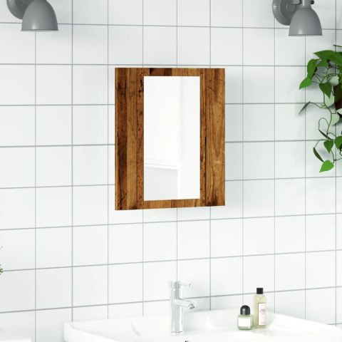 Szafka łazienkowa z lustrem i LED, stare drewno, 40x12x45 cm Lumarko!