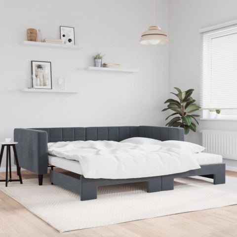 Sofa rozsuwana z materacami, ciemnoszara, 100x200 cm, aksamit Lumarko!