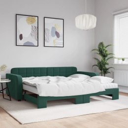 Sofa rozsuwana z materacami, ciemnozielona, 90x200 cm, aksamit Lumarko!