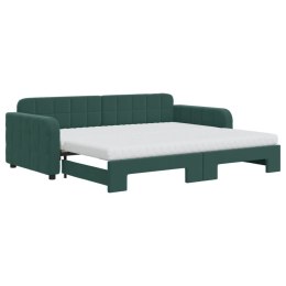Sofa rozsuwana z materacami, ciemnozielona, 90x200 cm, aksamit Lumarko!