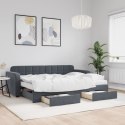 Sofa rozsuwana z szufladami, ciemnoszara, 80x200 cm, aksamit Lumarko!