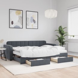 Sofa rozsuwana z szufladami, ciemnoszara, 80x200 cm, aksamit Lumarko!