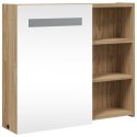 Szafka łazienkowa z lustrem i LED, kolor dębu, 60x13x52 cm Lumarko!