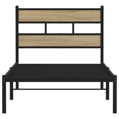 Metalowa rama łóżka, bez materaca, dąb sonoma, 100x200 cm Lumarko!