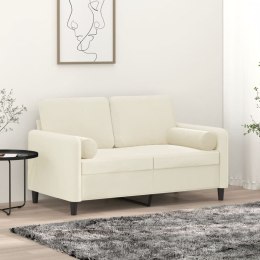 2-osobowa sofa z poduszkami, kremowa, 120 cm, aksamit Lumarko!