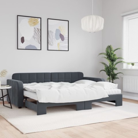 Sofa rozsuwana z materacami, ciemnoszara, 80x200 cm, aksamit Lumarko!