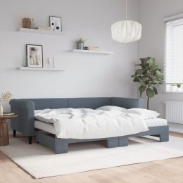 Sofa rozsuwana z materacami, ciemnoszara, 90x200 cm, aksamit Lumarko!