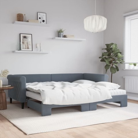 Sofa rozsuwana z materacami, ciemnoszara, 90x200 cm, aksamit Lumarko!