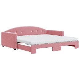 Sofa rozsuwana z materacami, różowa, 100x200 cm, aksamit Lumarko!