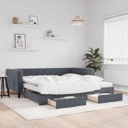 Sofa rozsuwana z szufladami, ciemnoszara, 100x200 cm, aksamit Lumarko!