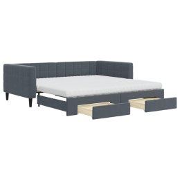 Sofa rozsuwana z szufladami, ciemnoszara, 100x200 cm, aksamit Lumarko!