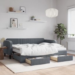 Sofa rozsuwana z szufladami, ciemnoszara, 90x200 cm, aksamit Lumarko!