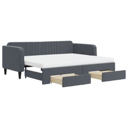 Sofa rozsuwana z szufladami, ciemnoszara, 90x200 cm, aksamit Lumarko!
