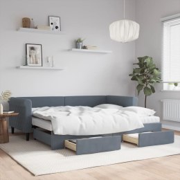 Sofa rozsuwana z szufladami, ciemnoszara, 90x200 cm, aksamit Lumarko!