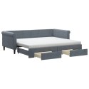 Sofa rozsuwana z szufladami, ciemnoszara, 90x200 cm, aksamit Lumarko!