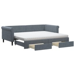 Sofa rozsuwana z szufladami, ciemnoszara, 90x200 cm, aksamit Lumarko!