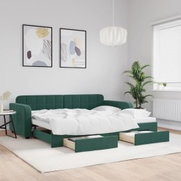 Sofa rozsuwana z szufladami, ciemnozielona, 90x200 cm, aksamit Lumarko!
