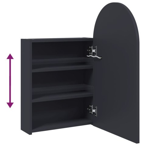 Szafka łazienkowa z lustrem i LED, łukowa, szara, 42x13x70 cm Lumarko!