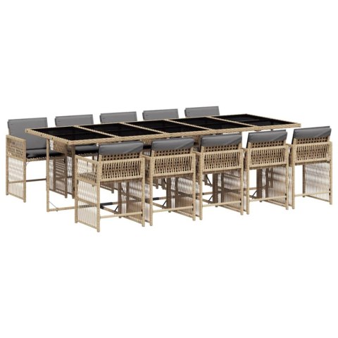 11-cz. zestaw mebli ogrodowych z poduszkami, mieszany beż Lumarko!