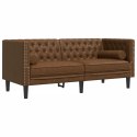 Sofa Chesterfield z wałkami, 2-os., brązowa, sztuczny zamsz Lumarko!