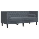 Sofa Chesterfield z wałkami, dwuosobowa, ciemnoszara, aksamit Lumarko!