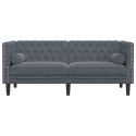 Sofa Chesterfield z wałkami, dwuosobowa, ciemnoszara, aksamit Lumarko!