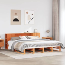 Łóżko z regałem, bez materaca, woskowy brąz, 200x200 cm, drewno Lumarko!