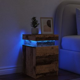 Szafka nocna z LED, stare drewno, 35x39x55 cm Lumarko!