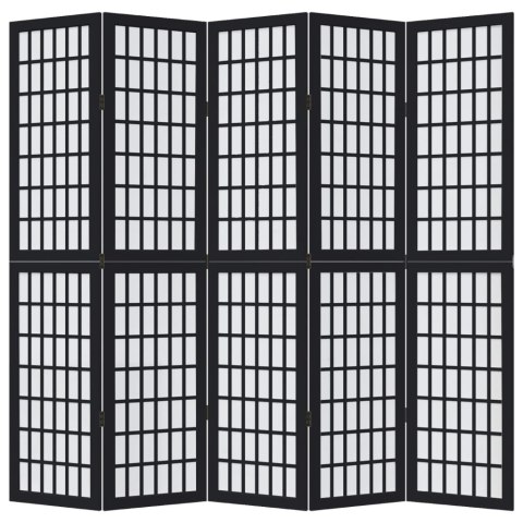 Parawan pokojowy, 5-panelowy, czarny, lite drewno paulowni Lumarko!