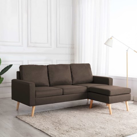 3-osobowa sofa z podnóżkiem, brązowa, tapicerowana tkaniną Lumarko!