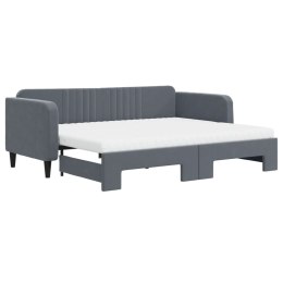 Sofa rozsuwana z materacami, ciemnoszara, 90x200 cm, aksamit Lumarko!