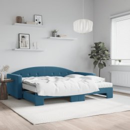 Sofa rozsuwana z materacami, niebieska, 90x200 cm, aksamit Lumarko!