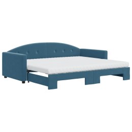 Sofa rozsuwana z materacami, niebieska, 90x200 cm, aksamit Lumarko!