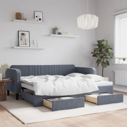 Sofa rozsuwana z szufladami, ciemnoszara, 90x200 cm, aksamit Lumarko!