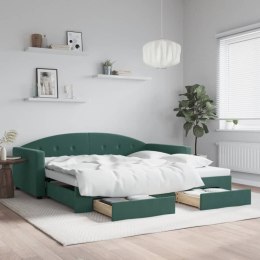 Sofa rozsuwana z szufladami, ciemnozielona, 100x200 cm, aksamit Lumarko!