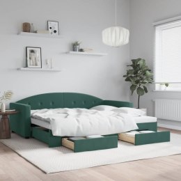 Sofa rozsuwana z szufladami, ciemnozielona, 90x200 cm, aksamit Lumarko!