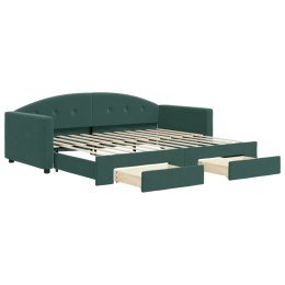 Sofa rozsuwana z szufladami, ciemnozielona, 90x200 cm, aksamit Lumarko!