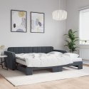 Sofa rozsuwana z materacami, ciemnoszara, 90x200 cm, aksamit Lumarko!