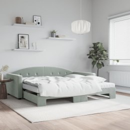 Sofa rozsuwana z materacami, jasnoszara, 100x200 cm, aksamit Lumarko!