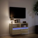 Ścienna szafka TV z LED, dąb sonoma, 80x31x45 cm Lumarko!