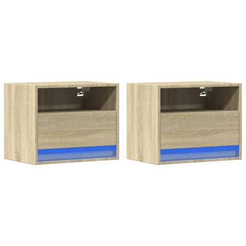 Wiszące szafki nocne z LED, 2 szt., dąb sonoma Lumarko!