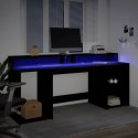 Biurko z podświetleniem LED, czarne, 200x55x91 cm Lumarko!