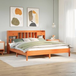 Łóżko z regałem, bez materaca, woskowy brąz, 200x200cm, sosnowe Lumarko!