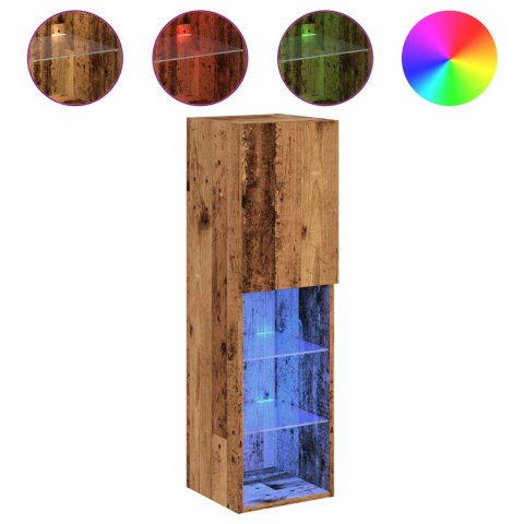 Szafki TV, z LED, 2 szt., stare drewno, 30,5x30x102 cm Lumarko!