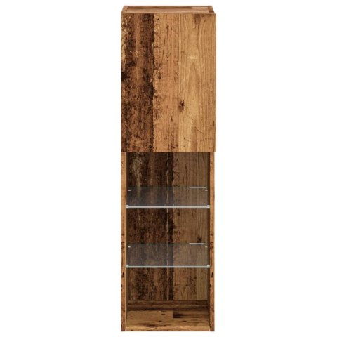 Szafki TV, z LED, 2 szt., stare drewno, 30,5x30x102 cm Lumarko!