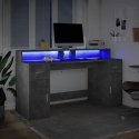 Biurko z podświetleniem LED, betonowa szarość, 160x55x91 cm Lumarko!