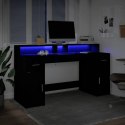 Biurko z podświetleniem LED, czarne, 160x55x91 cm Lumarko!