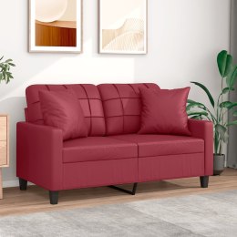 VidaXL 2-os. sofa z poduszkami, winna czerwień, 120 cm, sztuczna skóra