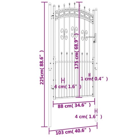 Furtka z grotami, czarna, 103x225 cm, malowana proszkowo stal Lumarko!