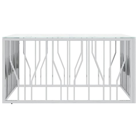 Stolik kawowy, srebrny, 100x100x50 cm, stal nierdzewna i szkło Lumarko!